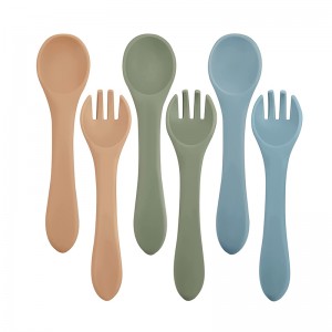 Muỗng silicon vàngã ba cho thức ăn xấu, Spoons trẻ sơ sinh đầu tiên